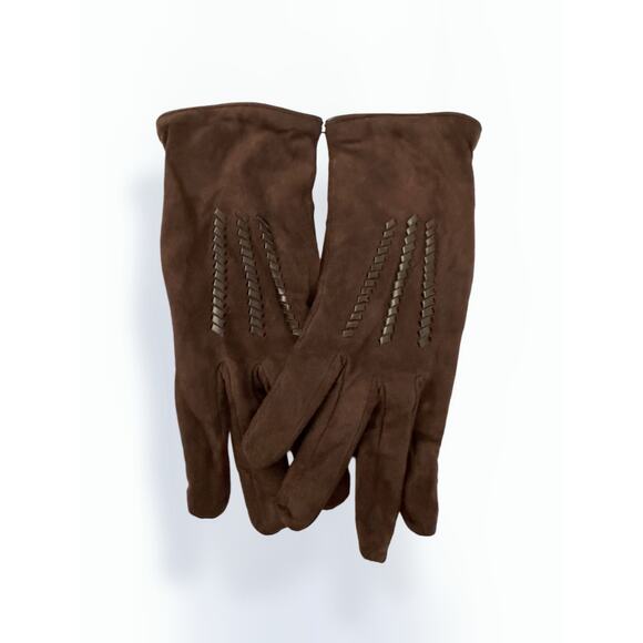Luxury Italian Brown Suede leather Gloves – Cashmere Lined, Size 7.5 - Picture 1 of 8
